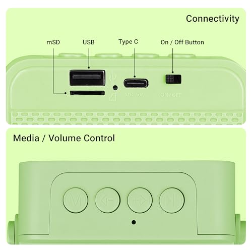 Image of ZEBRONICS County 8, Portable Bluetooth Speaker, 8 Watts, Upto 7 Hours Playback, Passive Radiator, BTv5.3 | TWS | USB | mSD, RGB LED, Call Function, Compact Design, Carry Strap (Green)
