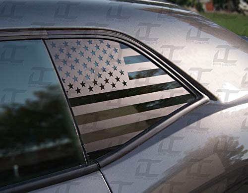 Decal Concepts Flat Black American Flag Rear Quarter Window Accent Decal (2) (Fits Challenger 2008-2022)
