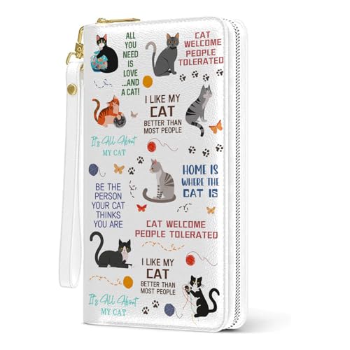 Womens Wallet, Cats Wristlet Wallet For Women, Hawaii Card Holder Purse WIth Zipper, Birthday Christmas Graduation Gifts For Cats Lovers, Aesthetic Office Daily Purse
