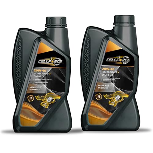 Image of Cellforce 20W40 Synthetic Blend Engine Oil for Bikes, 1 Litre - API SN, JASO MA2, High Performance motorcycle oil (Pack 2)