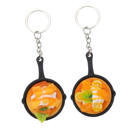 BESTYASH 2 Piezas Adorno Mini Sartén Auto Poseedor Llaveros Colgante De Decoración De Bolsa De Coche Llavero De Graduación Felpa Lindo Colgante Accesorios De Anillo Miniaturas Aleación