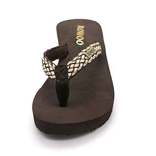 Image of Women Platform Wedge No-Slip Thong Flip Flops High Heels Beach Dressy Sandals