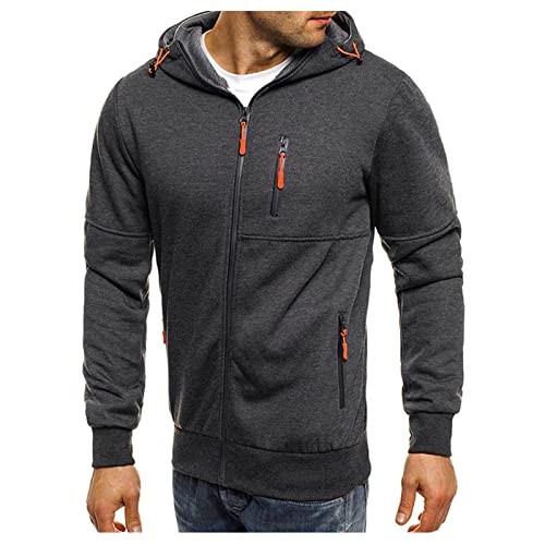 Mens Hoodie Full Zip Up Sweatshirts Long Sleeve Oversized Pullovers With Zipper Pockets Casual Fall Winter Coat4
