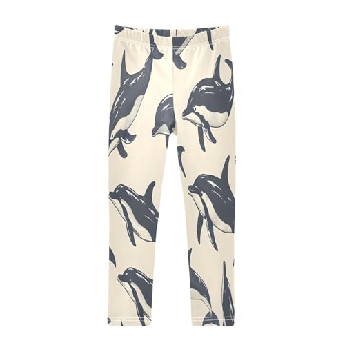 Toddler Girls Leggings Printed Yoga Pants Leggings Black Dolphin for Kids