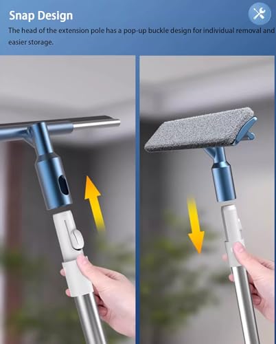 Pulitore professionale per finestre con lavavetri da 50,8 cm, asta telescopica in acciaio inox, si estende fino a 213 cm, perfetto per porte della doccia, specchi, pareti, strumento di pulizia senza