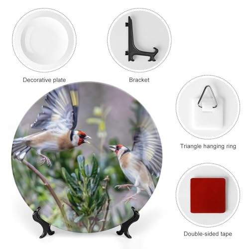 10" Decorative Wall Plate Goldf"es Birds Animals Ceramic Collectible Plates Home Office Kitchen Bedroom Decoration Household Plates with Stand Wall Art Dining Table Decor - Image 4