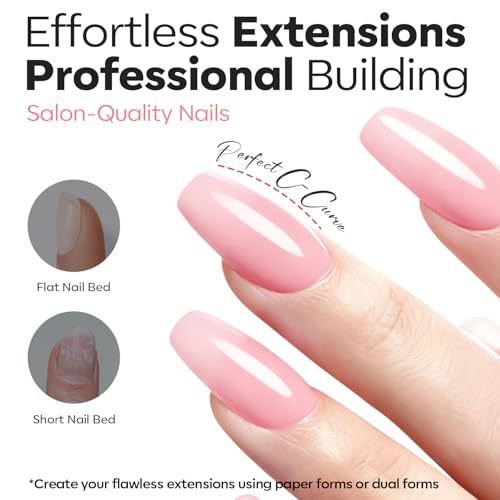 Image of modelones Builder Nail Gel, 3 Colors Builder Hard Gel Nude Pink Clear for Overlays, Apex Building & Extensions, Sculpting Nail Kit with Dual-Ended Brush, Nail Forms, U V /LED Lamp Cured DIY Salon