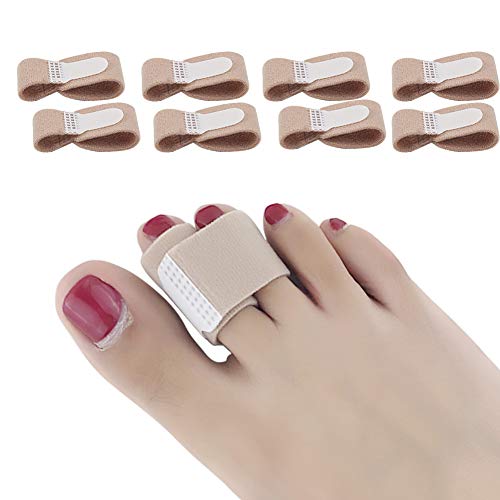 DYKOOK Broken Toe Wraps 8 Pack, Middle Toe Fabric Toe Splint Toe Cushioned Bandages Finger Protectors Straightener Hammer Toe Separators.