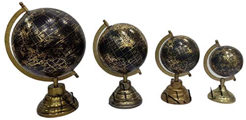 Lot de 4 globes vintage avec base et carte du monde