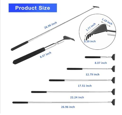 Woogor Small Adjustable Portable Extendable Back Scratcher Massage Stick Metal Stainless Steel Telescoping Itching Stick Tool (1 Pcs Multi Color) - Image 5 thumbnail