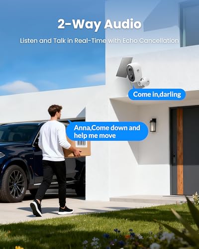 Image of Solar Security Camera Outdoor Wireless, 5MP(3K) Color Night Vision, Battery Powered PIR Motion Detection,2.4GHz WiFi Cameras for Home Surveillance, Light and Sound Alarm, 2-Way Audio, Waterproof