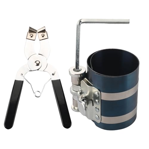 RETEPIF 3 Inch Piston Ring Compressor Tool Car Engine Piston Ring Installer Removal Kit for Car Engine with Piston Installer Plier