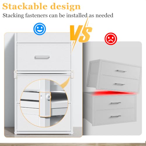 2-Pack-Stackable-Storage-Drawers-Closet-Drawers-White-Closet-Organizers-and-Storage-Dresser-for-Closet-with-Fabric-Drawers-Ideal-for-Bedroom-Dorm-Storage-Clothes-Storage