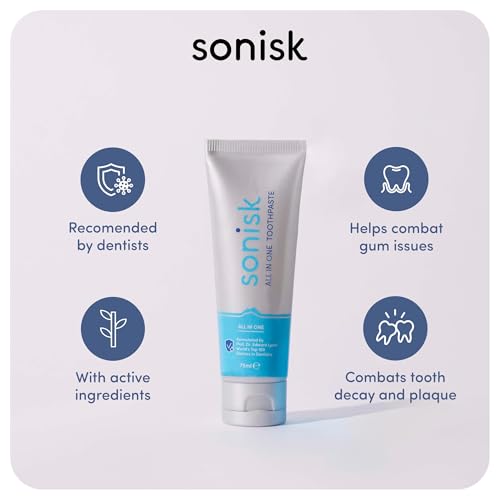 Sonisk Pärchen-Set, 2 x Pulse elektrische Zahnbürsten, 4 Ersatzköpfe, All-in-One-Zahnpasta, Schalltechnologie, Plaque-Entfernung, Zahnarzt empfohlen, reisefreundlich (Blaugrün und Mattschwarz) – Bild 4