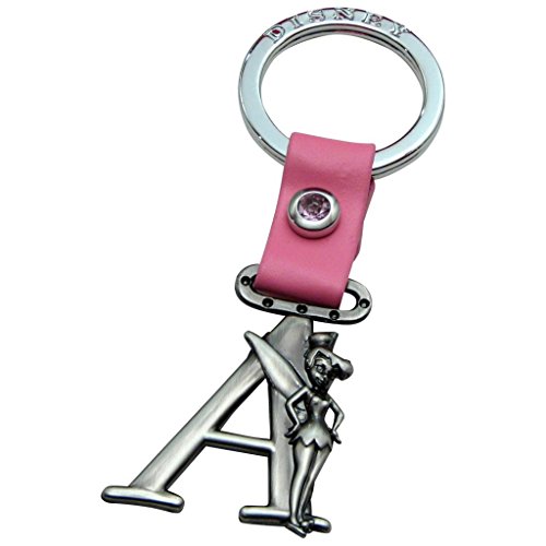 Porte-clés initiales Fée Clochette A en étain pour cadeau