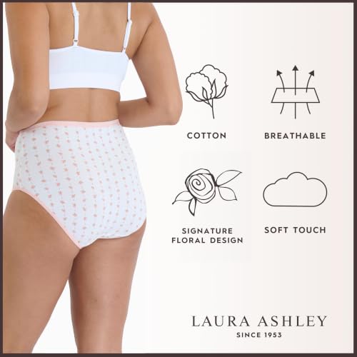 Image of Laura Ashley Women's Cotton Brief Underwear Set, High-Waisted Panties for Women, 5-Pack