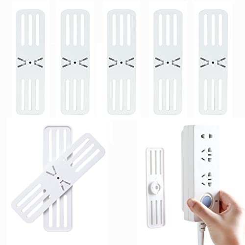 6 PCS Adhesive Punch-Free Socket Holder Power Strip Holder Wall Mount Self-Adhesive Desktop Socket Fixer Cable Management (White)
