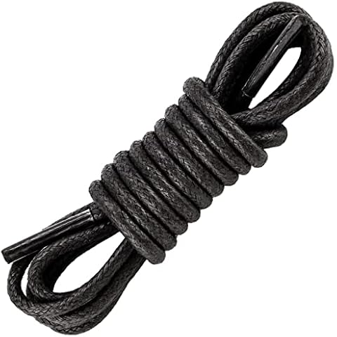 Tolumo Durable Round Shoe Laces Diameter 2.5mm Long 70-160cm Cotton Material Waxed Shoelaces Ultra Strong for All Formal and Dress Shoes Black 140 1 Pair Cover