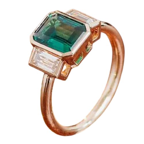 Bague anniversaire émeraude et moissanite, cadeau de naissance mai