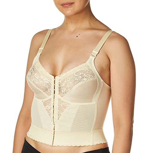 Carnival Women's Plus Size Front Closure Longline Lace Soft Cup Wire Free Bra, Champagne, 40DDD - Image 3
