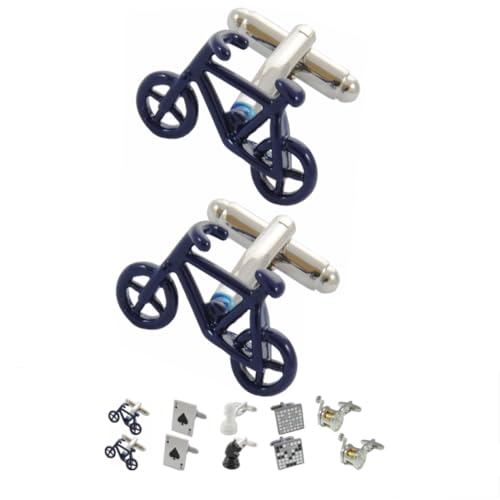 Gemelos Camisa Hombre Azul - Con Caja - Gemelos para Camisas - Bicicleta - Latón - Ciclismo - Bicicleta de Pedales - Ciclo - Un Par