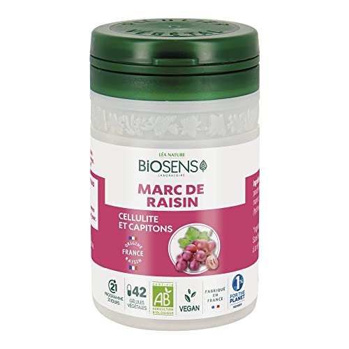 Biosens - Gélule végétale Marc de raisin - Cellulite et Capitons - Certifié Bio AB Vegan - Fabriqué en France - Marc de Raison Origine France - Programme de 21 jours - 42 gélules Cover