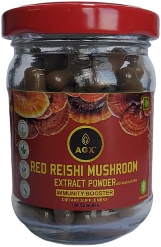 AGX ORGANICS Reishi Mushroom Exract Powder With Mushroom Fibre (Capsules)