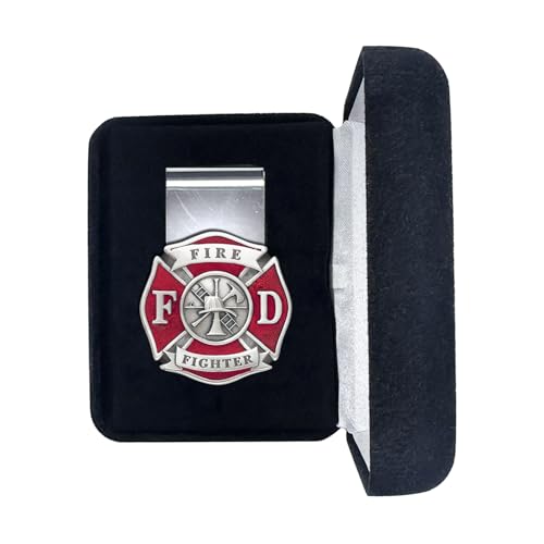 Firefighter Money Clip | Durable Money Holder | Intricately Crafted Metal Pewter Alma Mater Inlay