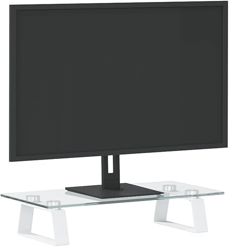 Miniatura 2 de Soporte para monitor blanco 15.7 "x 7.9" x 3.1" vidrio templado y metal SH20327A