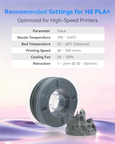 Image of VOXELAB HS PLA+ Filament 1.75mm, High Speed PLA Plus 3D Printer Filament, 1kg (2.2lbs) for Most FDM 3D Printers, Enhanced Toughness & Smooth Printing, Superior Layer Adhesion(Iron Grey)