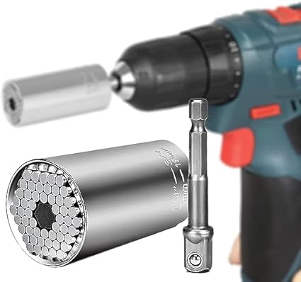 YAVRIXZ Premium universal wrench - universal socket wrench multifunctional nut bit adapter - Powergrip universal key - universal nut repair hand tool 7-19 mm with adapter