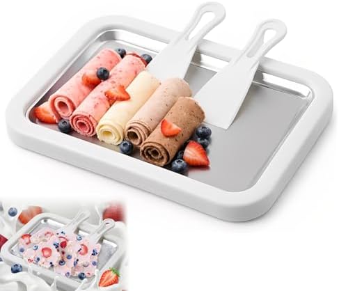 Rolled Ice Cream Maker,At-Home Rolled Ice Cream Maker Kit, Instant Ice Cream Maker, DIY Homemade Rolled Ice Cream tray, Activity for Kids, Food-Grade Stainless Steel (White). image 2