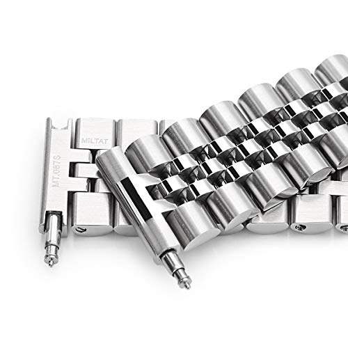 20Mm Super-J Louis 316L Stainless Steel Watch Bracelet Straight End, V-Clasp Brushed #TOP3
