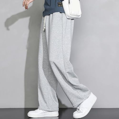 Pantalones deportivos casuales de pierna recta para hombre, pantalones de pierna ancha, adecuados para varias ocasiones diarias y sociales (M gris 1)
