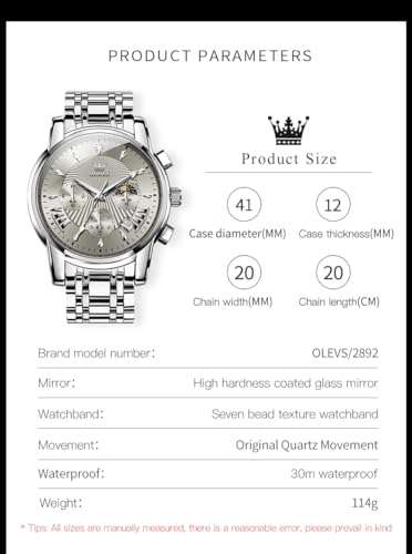 Image of OLEVS Watch for Men Original Chronograph Analog Quartz Waterproof Watch Luxury Premium Businesse Diamond Mens Dress Watches