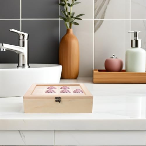 Caja de almacenamiento de madera para suministros de lavandería y bolas de secadora 5