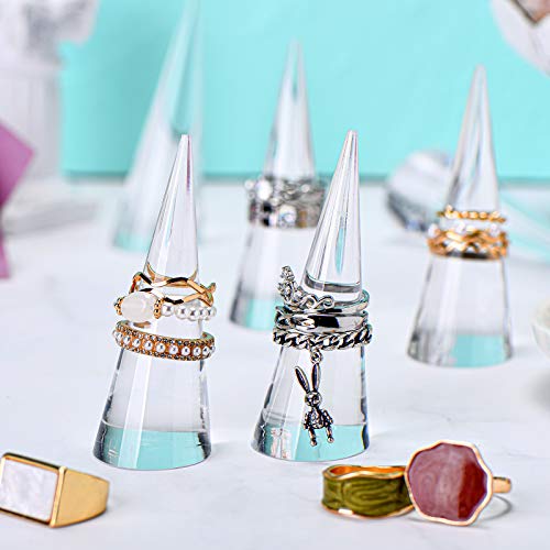 Jetec 10 Pieces Clear Acrylic Crystal Ring Holder Acrylic Ring Display Jewelry Holder Wedding Display Cone Support Single Finger Rings Showcase Stand for Jewelry (Transparent) by Jetec - Image 6