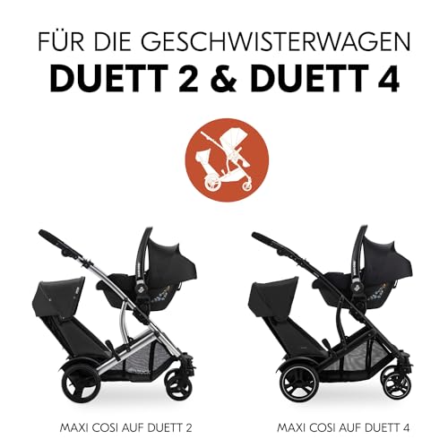 hauck Adapter Kompatibel mit Duett 2 & Duett 4 Geschwisterwagen sowie Ausgewählte Babyschalen von Maxi-Cosi, Joie, Cybex, Kinderkraft (nicht mit Allen Modellen Kompatibel) - Black