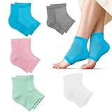 Yuaerbuo 5 Pairs Moisturising Socks for Dry Cracked Feet, Reusable Cracked Heel Moisture Socks Cotton Repair Gel Socks for Men Women Heel Treatment