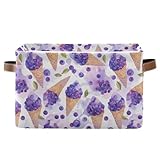 Pfrewn Storage Basket Blueberry Ice Cream Cones (1) Collapsible Rectangular Storage Boxes Organizer Shelf Basket Book Storage Bin for Nursery 1 Pack