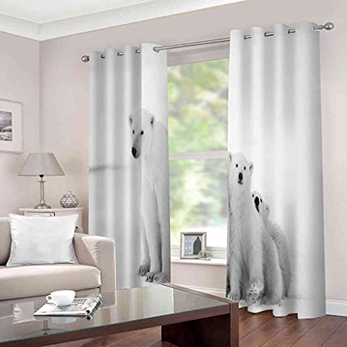 Rideaux occultants d'enfant 3D ours blanc à oeillets polyester - 3