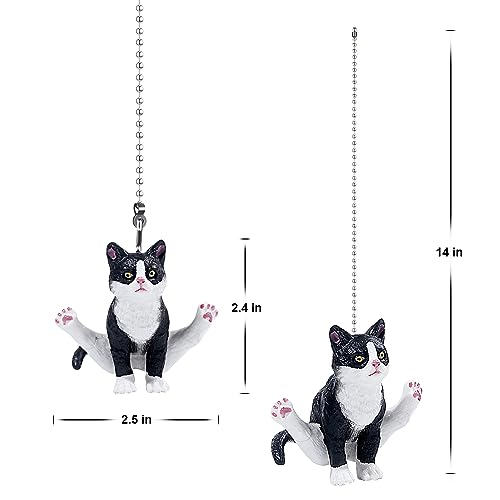 Image of Cat Ceiling Fan Pull Chain,Cute Realistic Gym Cat Fan String Pulls Charm Extension Decorative,12in 3mm Diameter Beaded Fan Light Pull Chains Extender Ornaments with Connector for Kids Room