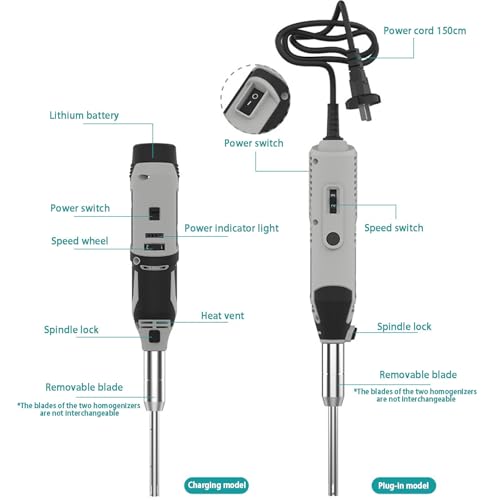 Lab Cell Tissue Homogenizer, 0,5-250ml ręczny Homogenizer o wysokiej długości z 6mm,8mm, 10mm głowic roboczych, 6-Speed Regulable, dla żywności, Medycyny, Kosmetyki, ładowni