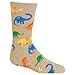 Hot Sox Boys' Big Fun Animal Crew 1 Pair Pack-Cool Casual Novelty Socks for Kids, Dinosaur (Hemp Heather), Medium-Large