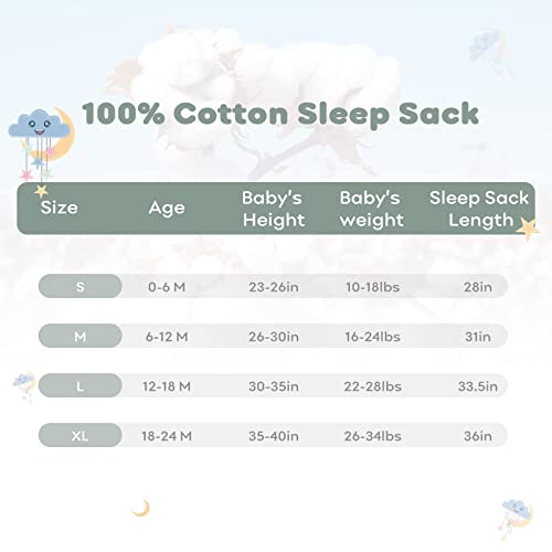 Yoofoss Baby Sleep Sack 12-18 Months Baby Wearable Blanket 100% Cotton 2-Way Zipper Tog 0.5 Toddler Sleeping Sack 3 Pack, Comfy Soft Lightweight Sleep Sacks For Babies(Large) #TOP4