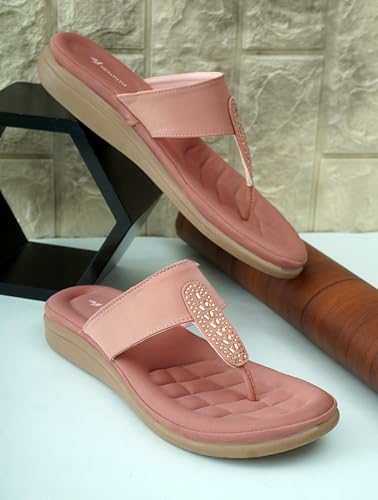 Image of HEALTH FIT EXTRA SOFT Women's Comfortable Memory Foam Doctor Slippers /Flip-Flops|Fashionable Casual & Stylish|Lightweight & Breathable|Outdoor Synthetic Casual Chappals Sandals Ladies & Girls HF23