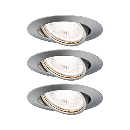 Paulmann 93424 Luminaria empotrable LED Base, redonda, incl. 3x5 W regulable, foco empotrable, acero mate, Spot, metal, lámpara empotrable 3000 K GU10