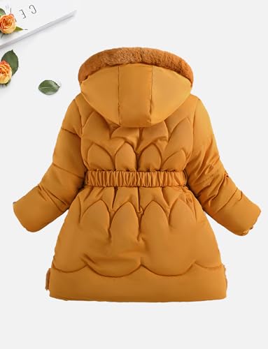 Happy Cherry Girls Winter Warm Dress Coat Fleece Lined Jacket Fur Faux Hooded Long Down Kids Windproof Overcoat Outerwear2