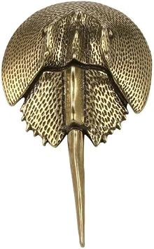 Living Fossil Tri-Spine Horseshoe Crab Antique Copper Brass Tabletops Figurines Statues Miniatures Paperweight Collectibles Home Decor Gifts Art Crafts 6.2cm x 11.3cm