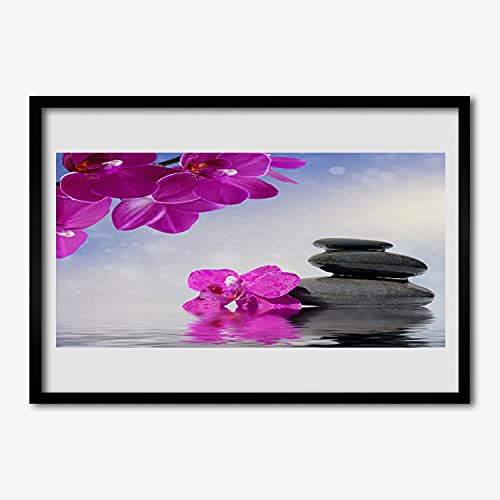 Cadre en MDF avec photo affiche d'orchidée 100x70 cm finition premium